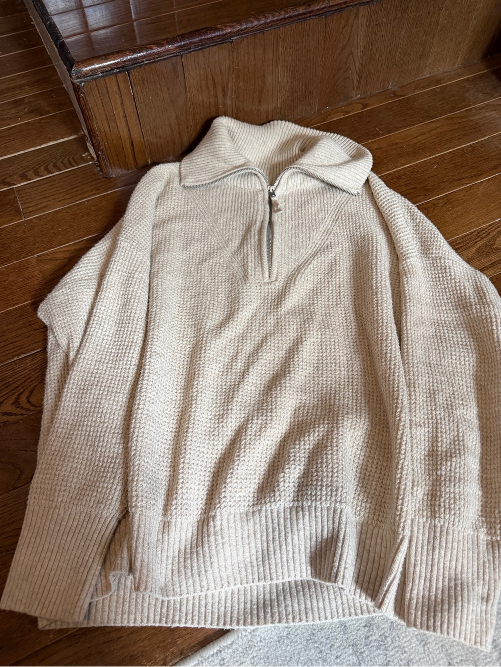 Aerie CozyUp Waffle Quarter Zip Sweater